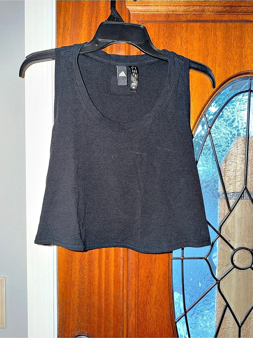 adidas Essentials Ribbed Crop Tank Top Black